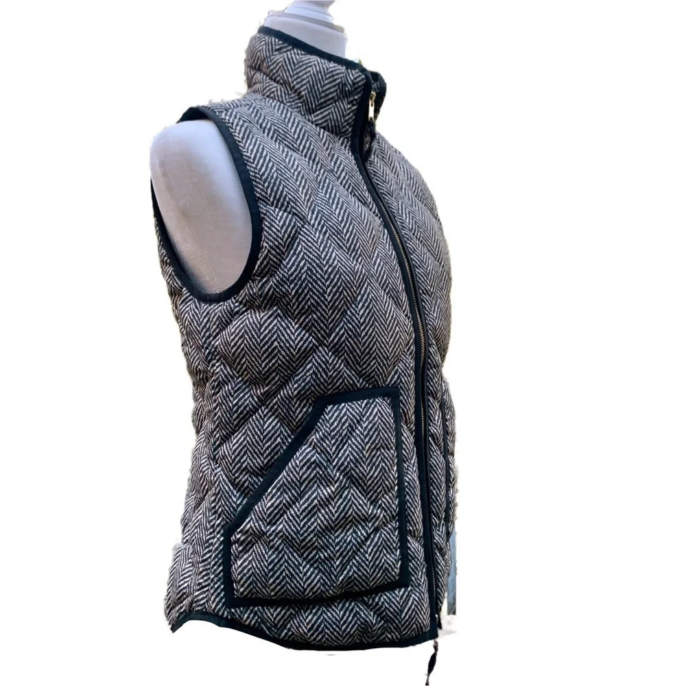 J. Crew Down Puffer Vest XS Black Tan